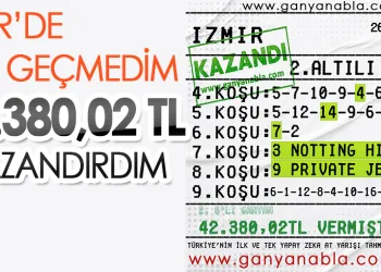 42.380 TL Kazandık İzmir 2. Altılı Ganyan Hayırlı Olsun