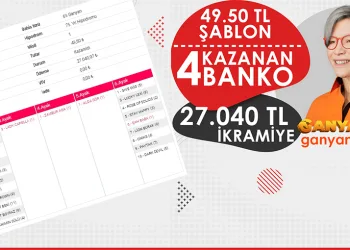 Ganyan Abla Kazandırdı 4 Banko 49 TL Şablon 27.000 TL İkramiye