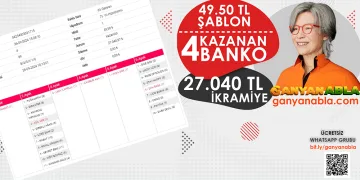 Ganyan Abla Kazandırdı 4 Banko 49 TL Şablon 27.000 TL İkramiye